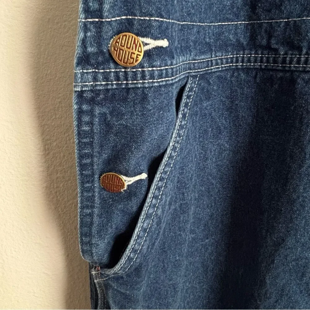 Vintage Round House Blue Denim Overalls Size 40 Unisex Normcore Farm‎ Workwear